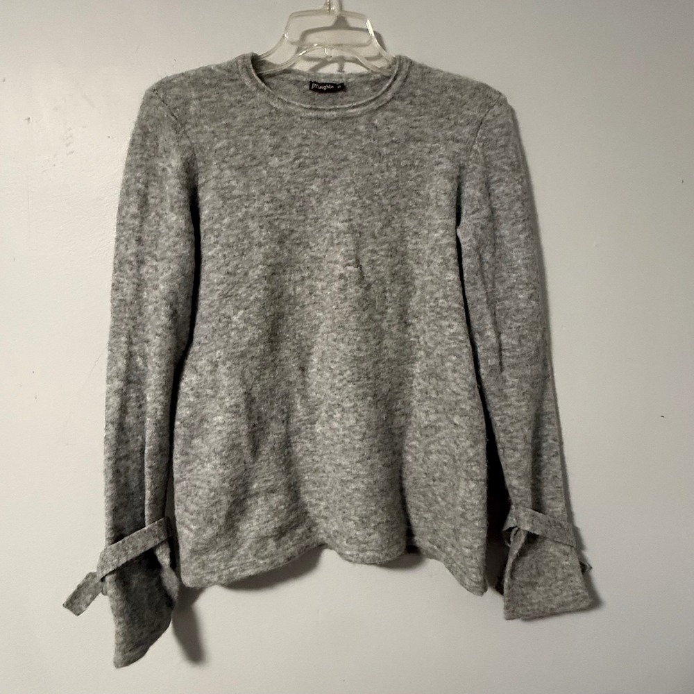J.McLaughlin Grey Merino Wool Baby Alpaca Blend Tie Cuff Sweater XS
